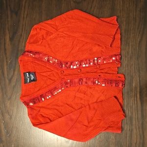 Girls Red Christmas Cardigan 6X